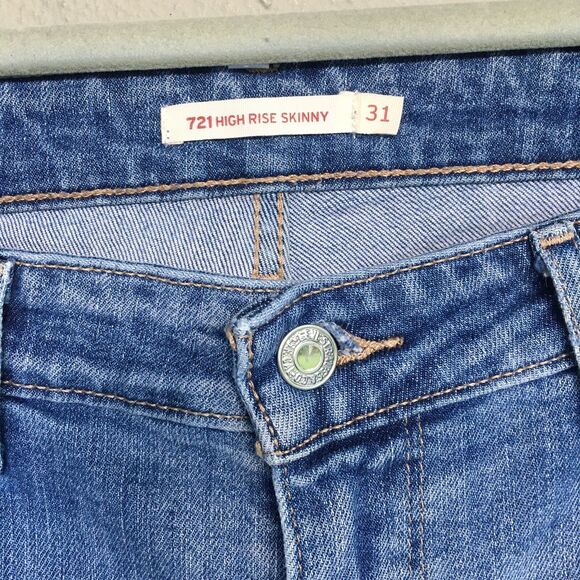 Levi’s 721 High Rise Skinny Jeans Womens 31x30 Distressed Stretch Casual School - Picture 3 of 11